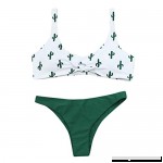 Funic Women Green Cactus Print Quickly Dry Bikini Set Two-Piece Push-Up Padded Swimwear Beachwear Swimsuit White B07NCFVR9B